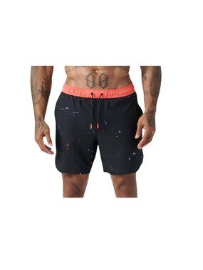 Legends Black Athletic Shorts W/ Red Waistband & Splatter Print XXL